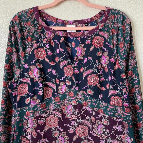 Cabi Dress Womens Size Medium Red Purple Festive 3675 Maxi Floral Mixed Print - Picture 5 of 13